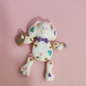 Vintage Russ Cute Easter Bunny Brooch with Colorful Accents